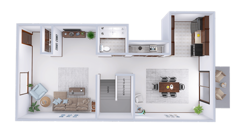 Floor plan for 3 beds, 1.5 baths, 1172 sqft